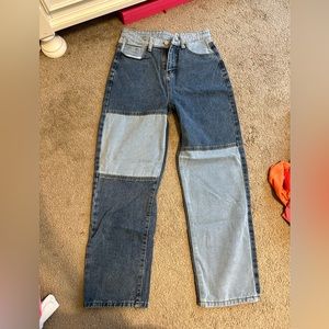 Light and Dark Patched Boyfriend Jeans